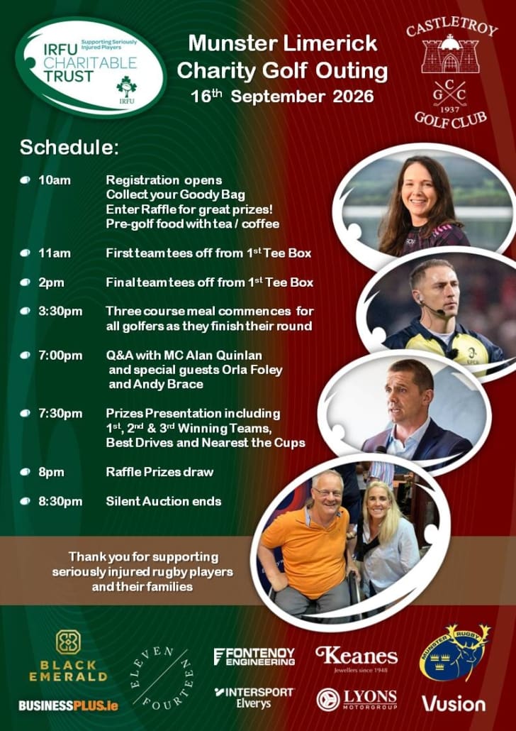 IRFU Charitable Trust 2026 Limerick Charity Golf Outing - Schedule